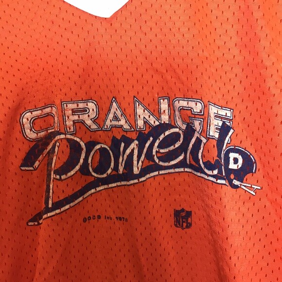 Vintage 70s Denver Broncos NFL Orange Power mesh don‎ alleson X large shirt - Picture 7 of 11